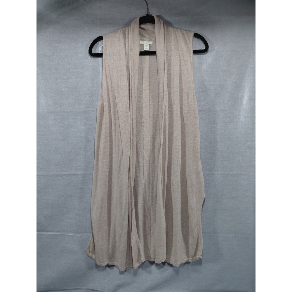 St. Tropez West Linen Sleeveless Duster Cardigan Med Tan